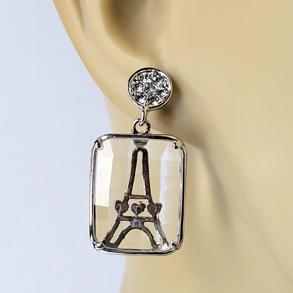 Clear Quartz Earrings Small Clear Glass Earrings Light Elegant Glass Earrings - Picture 5 of 10